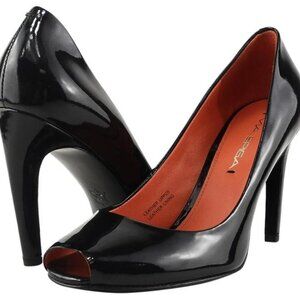 Via Spiga Black Frankie Patent Peep Toe Pumps 6M